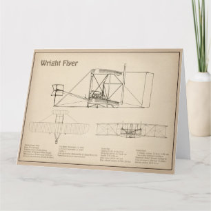 Wright Flyer- Flygplan Blueprint Teckning Plans SD Tack Kort