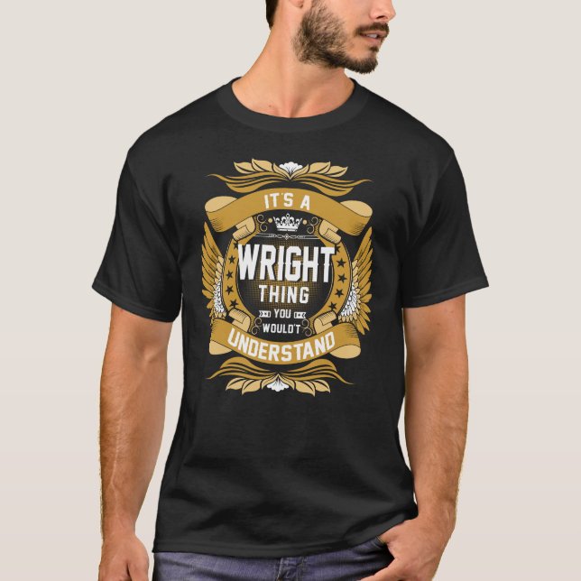 WRIGHT Namn, WRIGHT-vapenskölden namn T Shirt (Framsida)