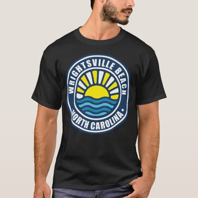 Wrights tsville BeachNorth Carolina Retro Sunset T Shirt (Framsida)