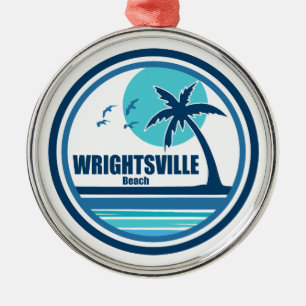 Wrightstsville Beach North Carolina Handflatan Trä Julgransprydnad Metall