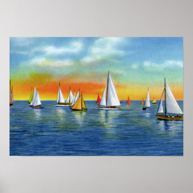 Wrightstsville Beach North Carolina Sailing at Sun Poster (Framsidan)