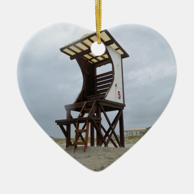 Wrightsville för livvaktstativ strand NC Julgransprydnad Keramik (Framsidan)