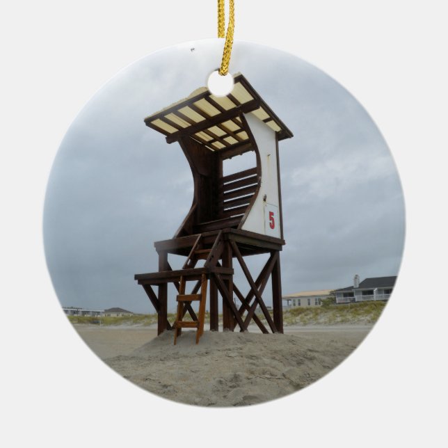 Wrightsville för livvaktstativ strand NC Julgransprydnad Keramik (Framsidan)