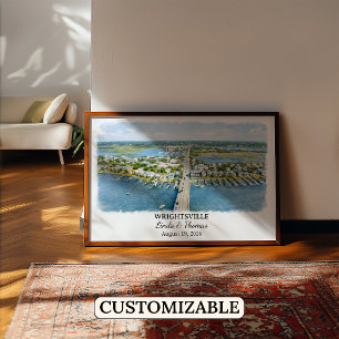Wrightsville North Carolina Affisch, Akvarell, Cu Poster