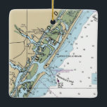 WrightTville Beach NC-diagram Julgransprydnad Keramik<br><div class="desc">Wrightstsville Beach North Carolina-julprydnad gjord med nautiskt diagram.</div>