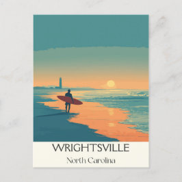 WrightTville Beach NC Vintage Surfer Beach Sunset Helg Vykort