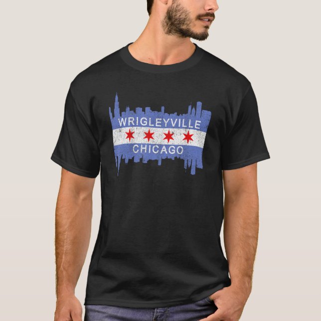 Wrigleyville Chicago Flagga North Side Pride Chi T Shirt (Framsida)