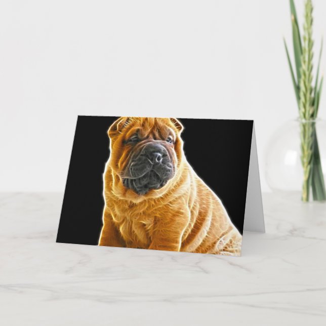 Wrinkles, den kinesiska Hund Shar Pei Puppy Helgkort (Framsida)
