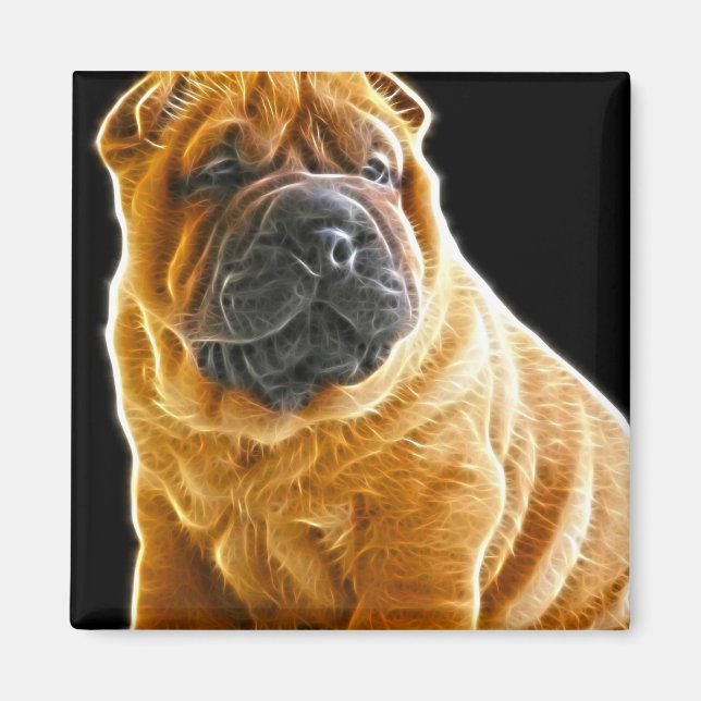 Wrinkles, den kinesiska Hund Shar Pei Puppy Magnet (Framsidan)