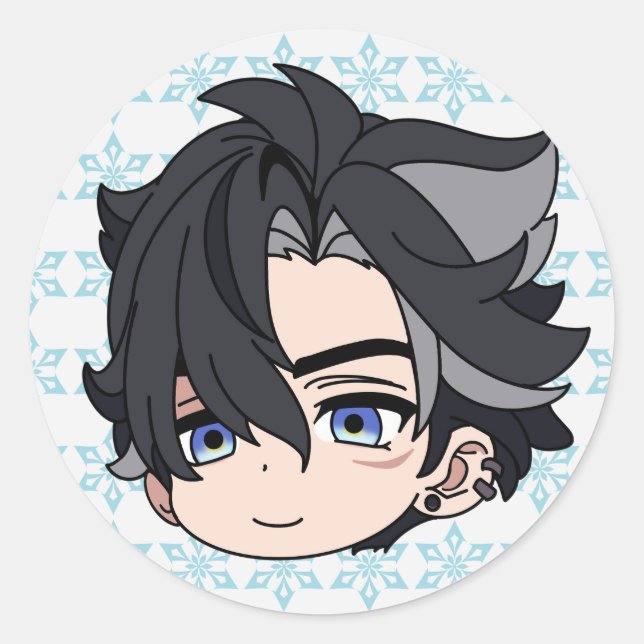 Wriothesley-dekal Genshin Impact Runt Klistermärke (Framsida)