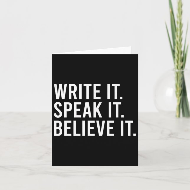 Write It Speak It Believe It Motivational Faith Ap Kort (Framsida)