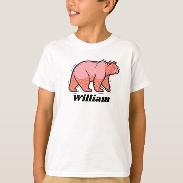 Write your name on this pink Bear Pop Art T Shirt (Framsida)