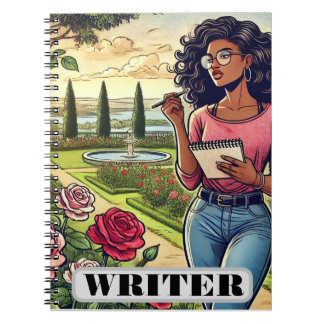 Writer in rose garden spiral notebook anteckningsbok