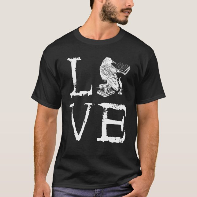 Writer Raven Love Book  Reading Novel Writing T Shirt (Framsida)
