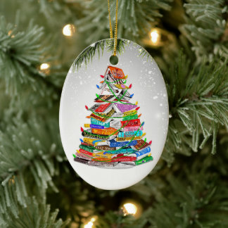 Writer Reader BookaholBokar Älskare Bookworm Julgransprydnad Keramik