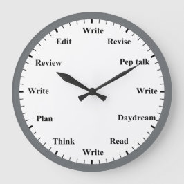 Writer's Clock - Writing Job Fun Grey Wall Clock Stor Klocka