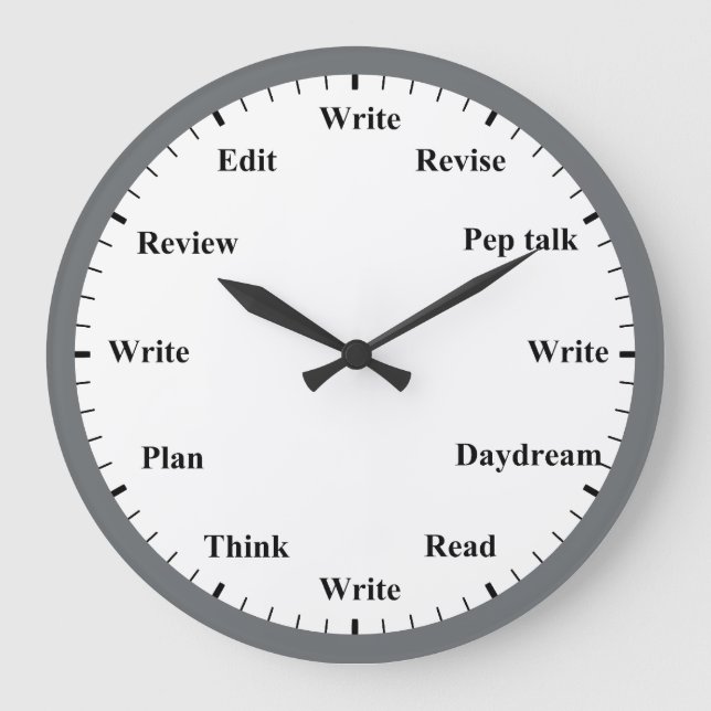 Writer's Clock - Writing Job Fun Grey Wall Clock Stor Klocka (Framsida)