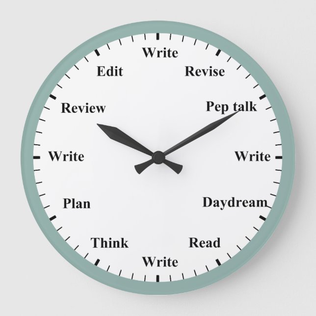 Writer's Clock - Writing Job Fun Mint Blue Clock Stor Klocka (Framsida)