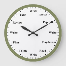 Writer's Clock - Writing Job Fun Olive Green Clock Stor Klocka