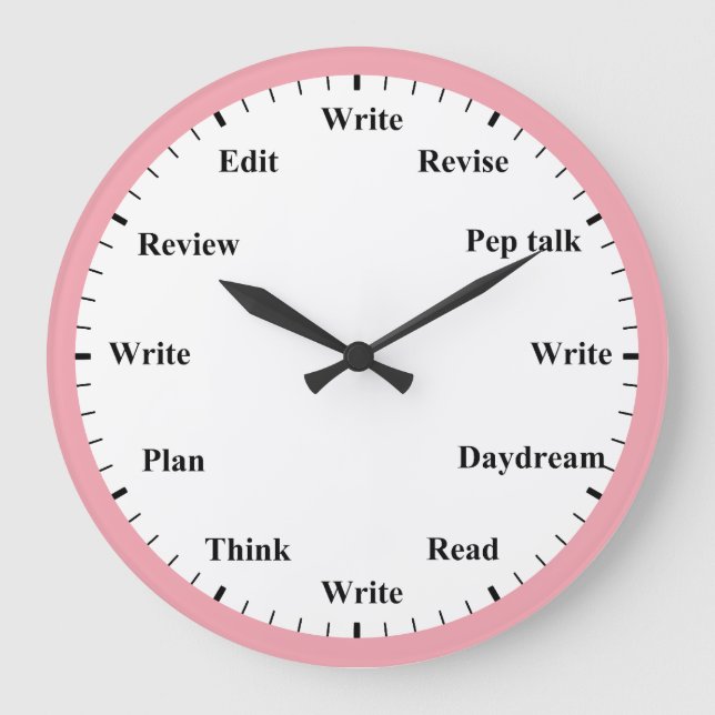 Writer's Clock - Writing Job Fun Pink Wall Clock Stor Klocka (Framsida)