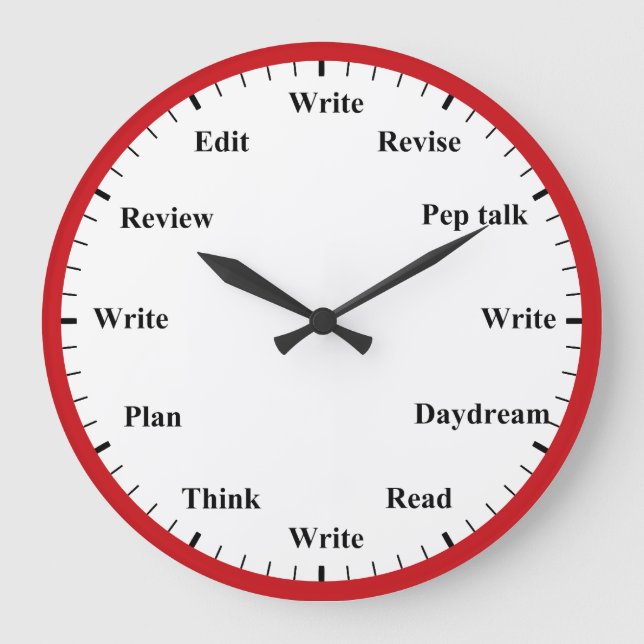Writer's Clock - Writing Job Fun Red Wall Clock Stor Klocka (Framsida)
