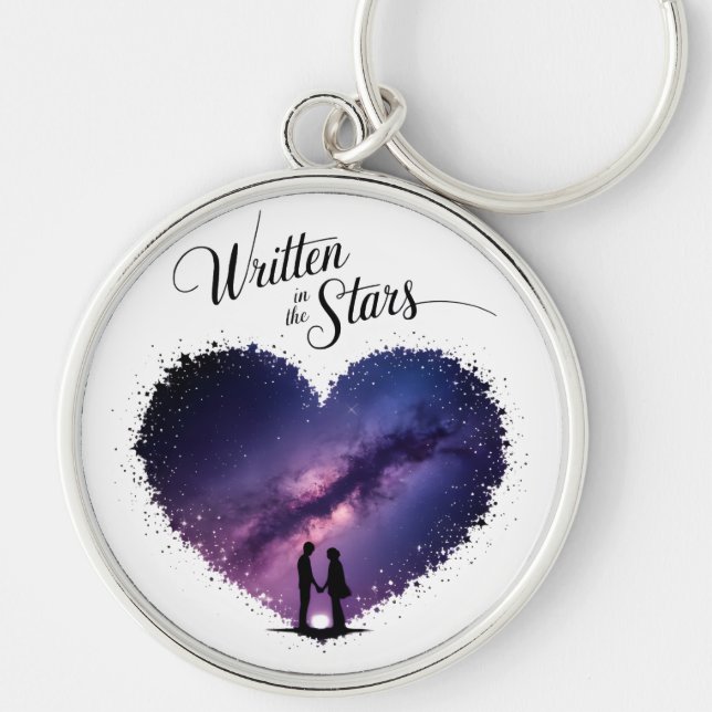 Written in the Stars Rund Silverfärgad Nyckelring (Framsidan)