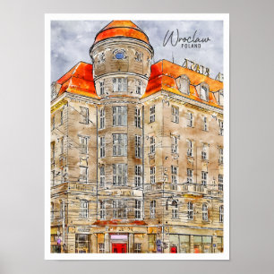 Wroclaw Poland vintage resor-vykort Poster
