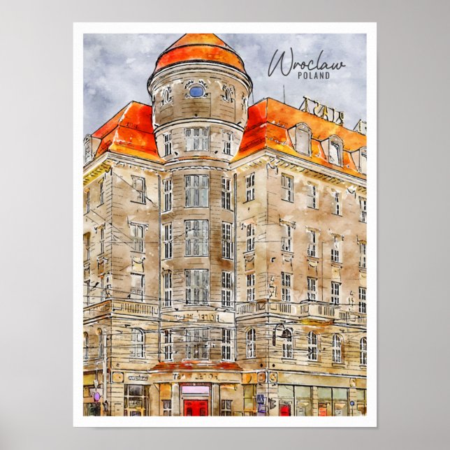 Wroclaw Poland vintage resor-vykort Poster (Framsidan)