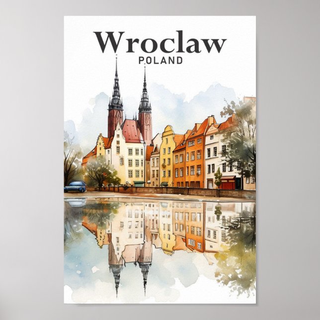 Wroclaw Poland Watercolor Painting Travel Poster (Framsidan)
