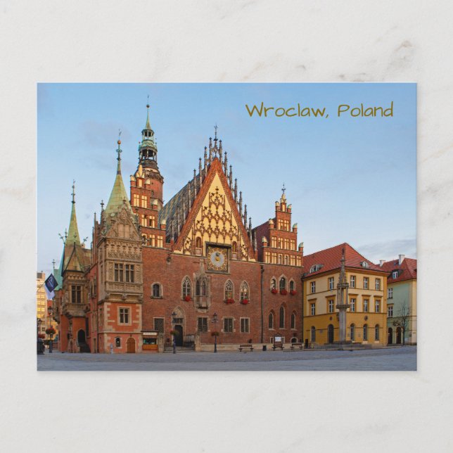 Wroclaw Polen Stadshus Arkitektur Vykort (Framsida)