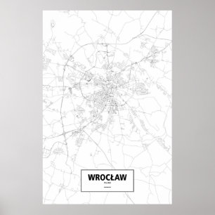 Wrocław Polen (svarten på vit) Poster
