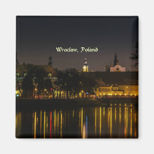 Wroclaw, Polens citycape-fotografi, tvinnat ljus Magnet