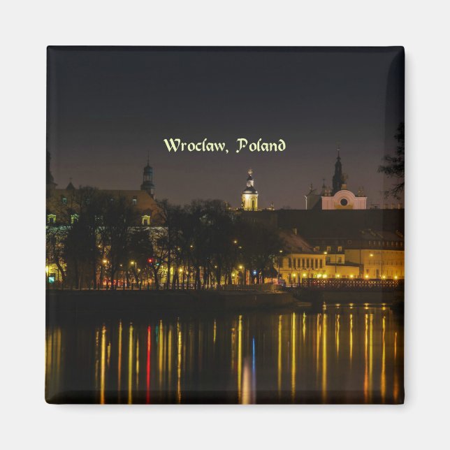 Wroclaw, Polens citycape-fotografi, tvinnat ljus Magnet (Framsidan)
