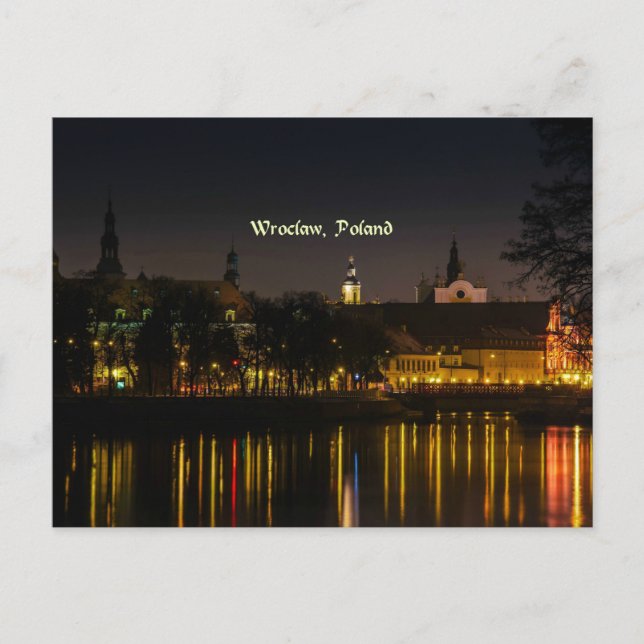 Wroclaw, Polens citycape-fotografi, tvinnat ljus Vykort (Framsida)