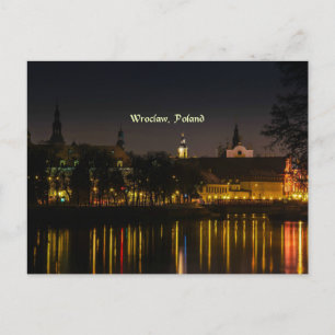 Wroclaw, Polens citycape-fotografi, tvinnat ljus Vykort