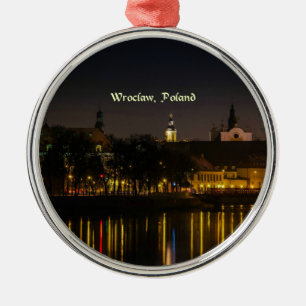 Wroclaw, Polens cityscape-fotografi, twilight, Julgransprydnad Metall
