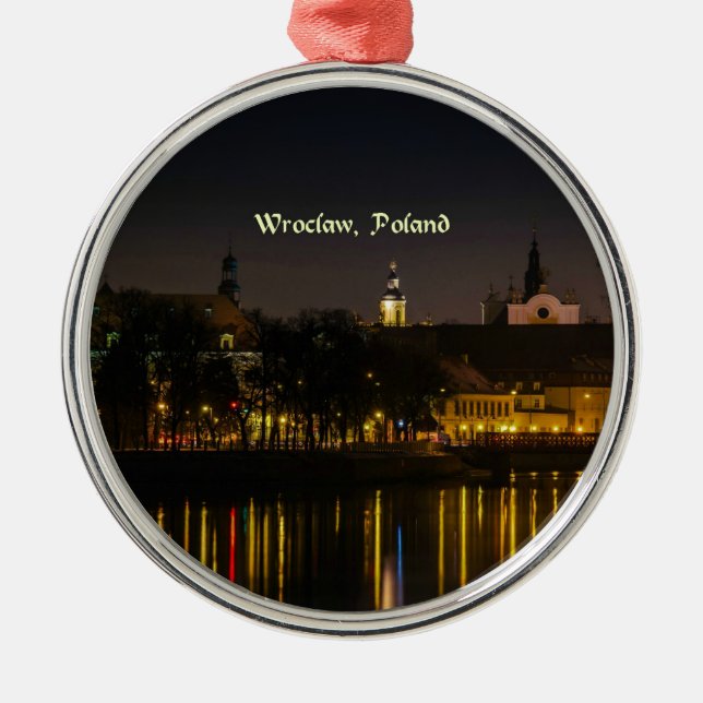 Wroclaw, Polens cityscape-fotografi, twilight, Julgransprydnad Metall (Framsidan)