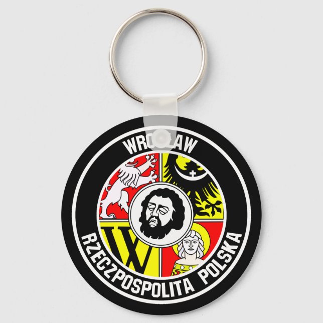 Wrocław Round Emblem Nyckelring (Framsida)