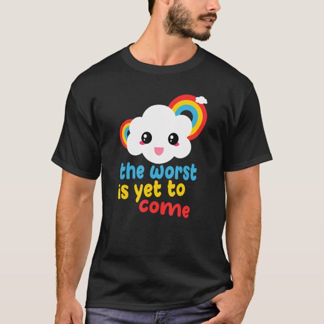 Wrost Färg Rainbow Clouds Retro Game ännu Kom T Shirt (Framsida)