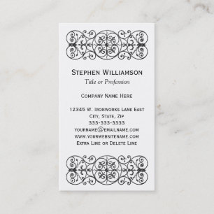 Wrought järnprofessionell för svart dekorativ visitkort