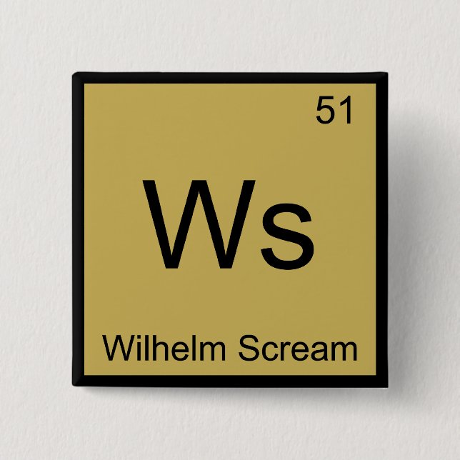 Ws - Wilhelm Scream Kemiskt Element Symbol T-shirt Knapp (Framsida)
