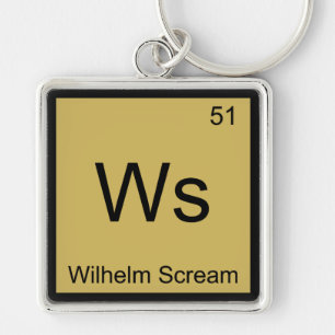 Ws - Wilhelm Scream Kemiskt Elementsymbol T-shirt Fyrkantig Silverfärgad Nyckelring