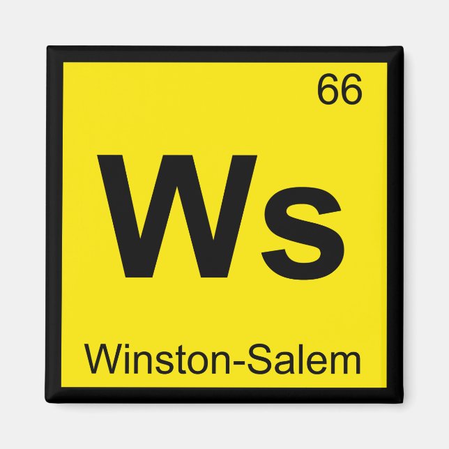 Ws - Winston-Salem North Carolina Chemistry Symbol Magnet (Framsidan)
