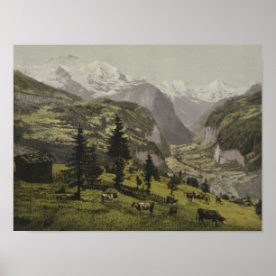 WSchengen och Lauterbunnen Valley, Bernese Oberla Poster