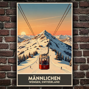 WSchengen, Schweiz: 1960-talets Vintage resor Post Poster