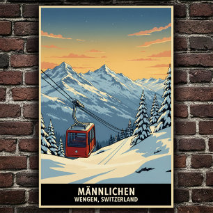 WSchengen, Schweiz: 1960-talets Vintage resor Post Poster