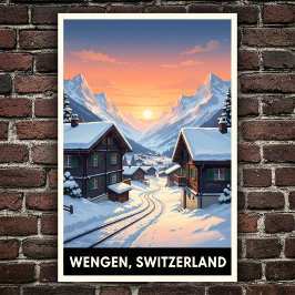 WSchengen, Schweiz: 1960-talets Vintage resor Post Poster