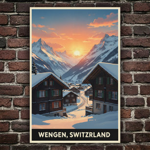 WSchengen, Schweiz: 1960-talets Vintage resor Post Poster