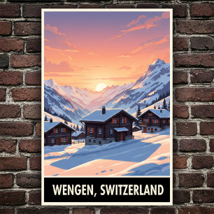 WSchengen, Schweiz: 1960-talets Vintage resor Post Poster