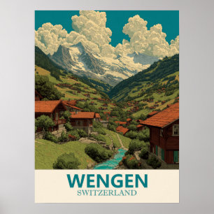 WSchengen Schweiz Vintage resor Poster